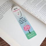 Segnalibro personalizzato per la maestra con nome, classe e frase "Grazie maestra per averci aiutato a crescere"