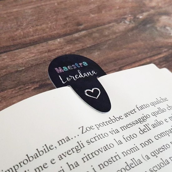 Segnalibro personalizzato per la maestra con nome, classe e dedica