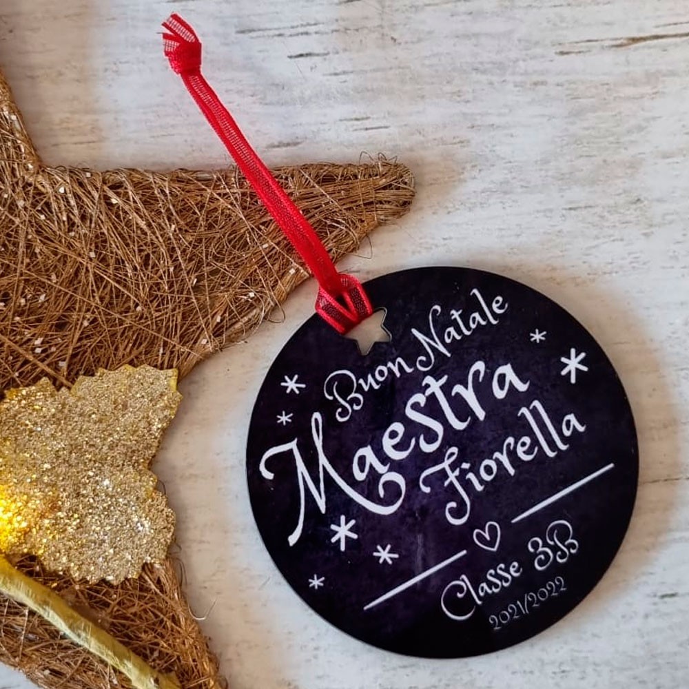 Addobbo natalizio (pallina di Natale) per la maestra personalizzata con nome e classe