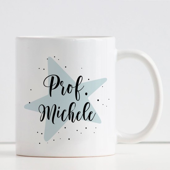 Tazza personalizzata Super Maestro o Prof. con nome e classe sul retro