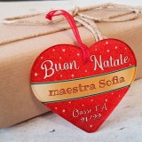 Addobbo natalizio cuore in plexiglass personalizzato per la maestra o maestro con nome e classe
