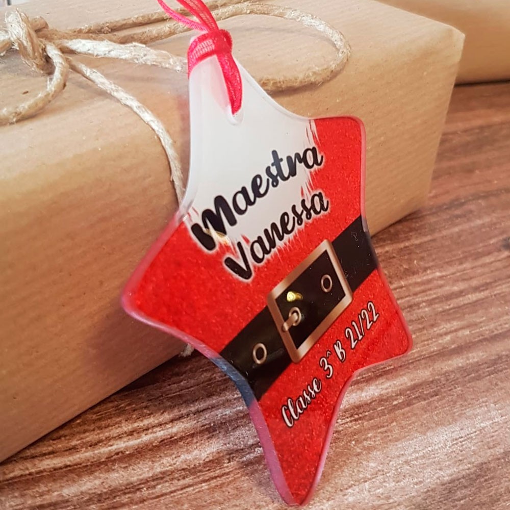 Addobbo natalizio stella in plexiglass personalizzato per la maestra o maestro