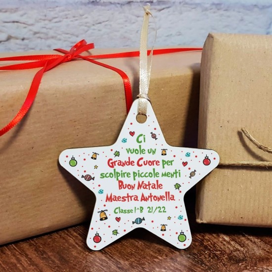 pallina stella di natale personalizzata per la maestra