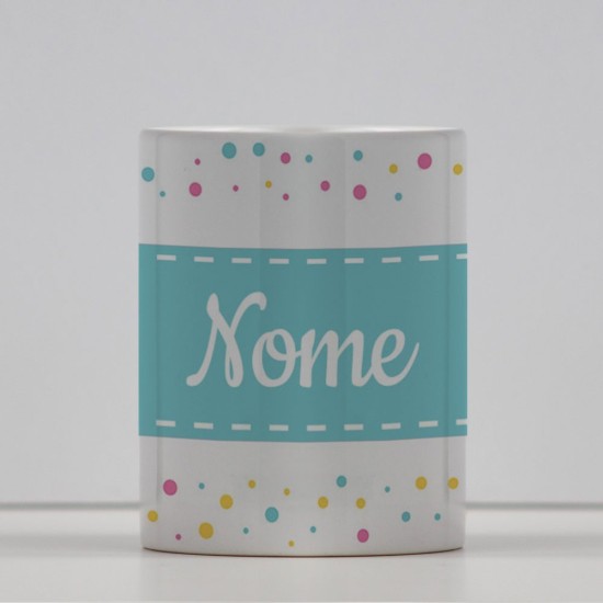 Tazza personalizzata con striscia azzurra e nome