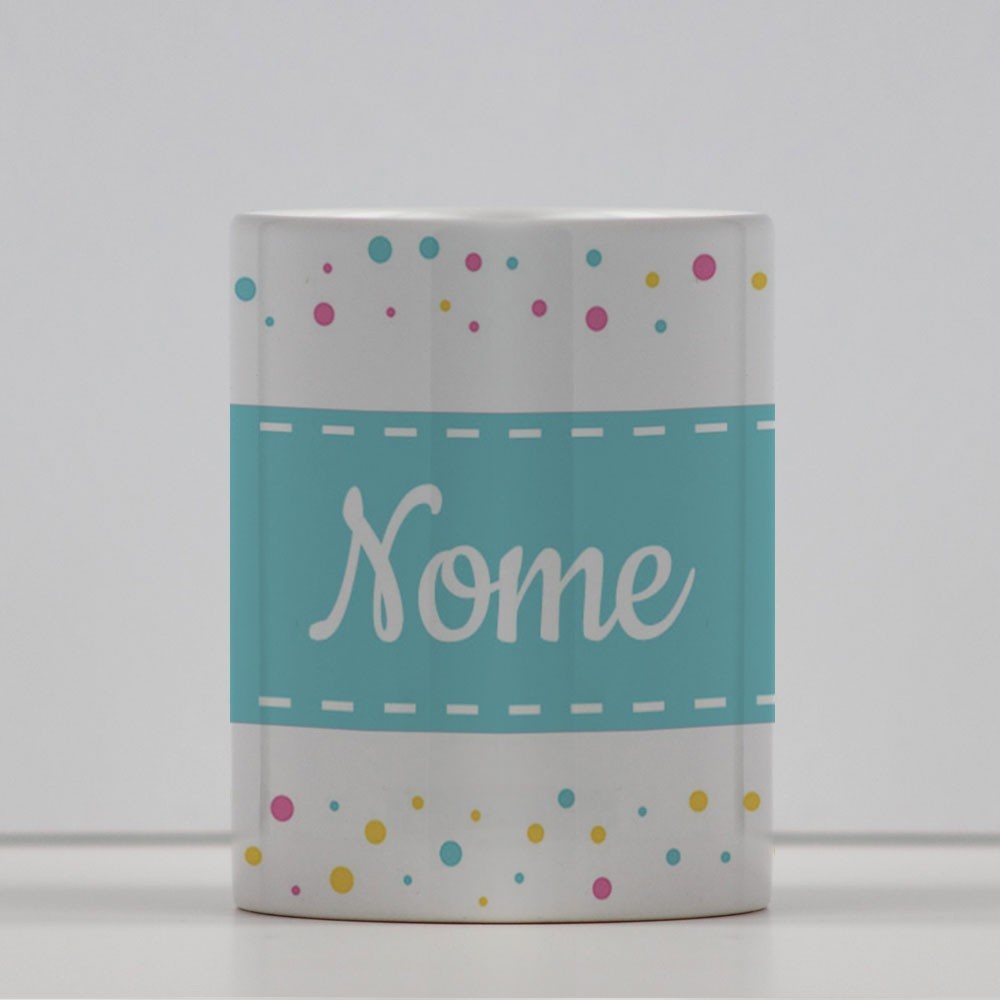 Tazza personalizzata con striscia azzurra e nome