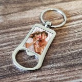 Portachiavi cavatappi in acciaio personalizzato con foto e testo