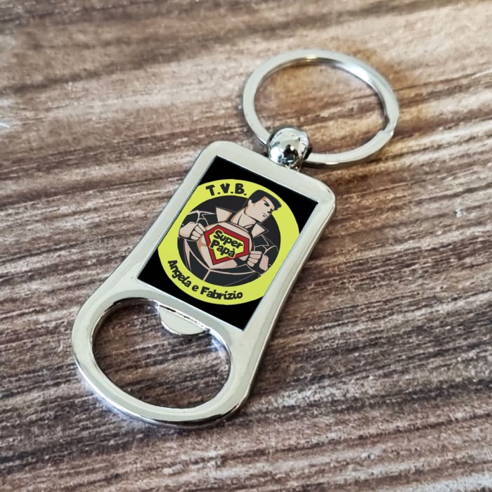 Portachiavi cavatappi per un super papà in acciaio personalizzato con nome/i