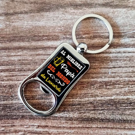 Portachiavi cavatappi per il migliore papà del mondo in acciaio personalizzato con nome/i