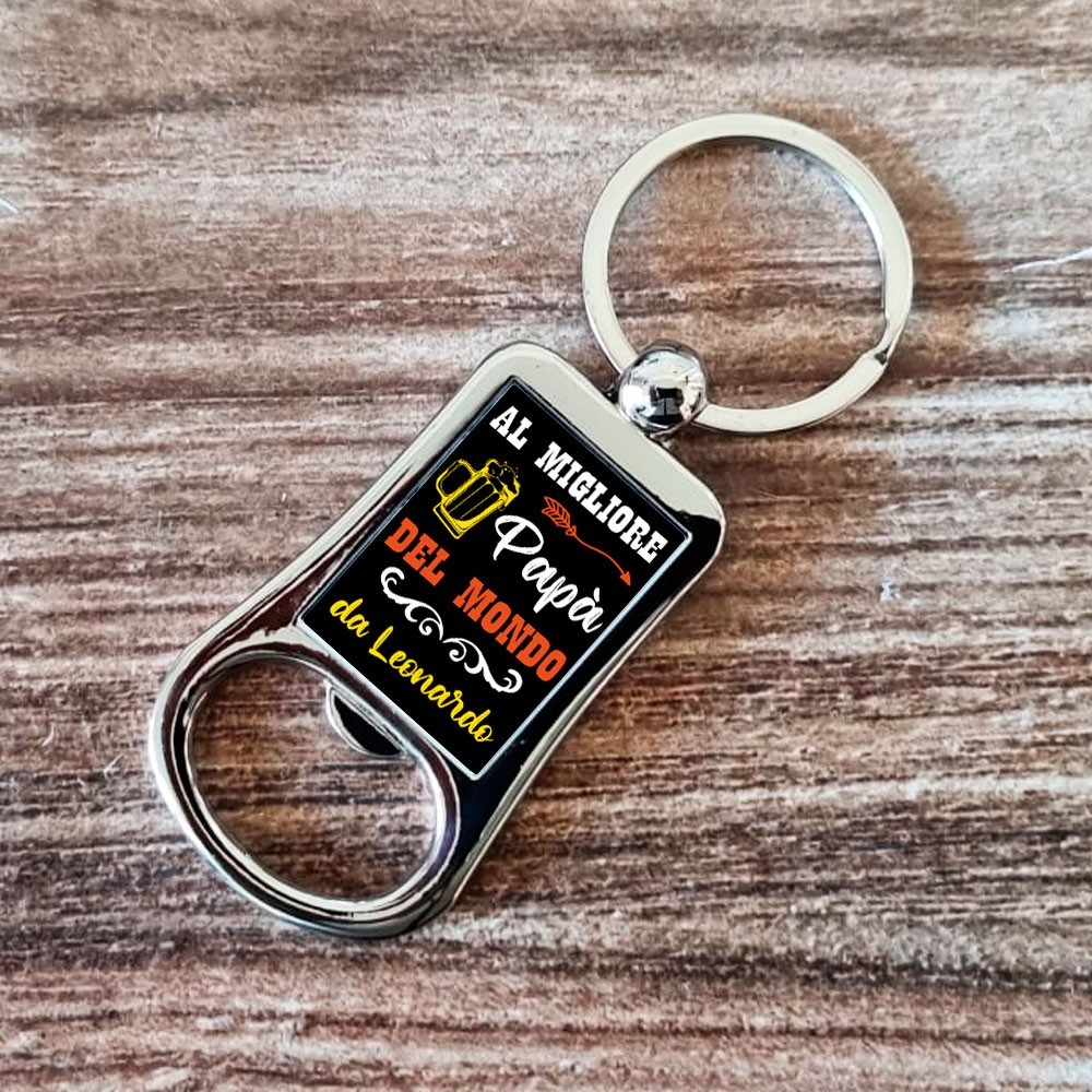 Portachiavi cavatappi per il migliore papà del mondo in acciaio personalizzato con nome/i
