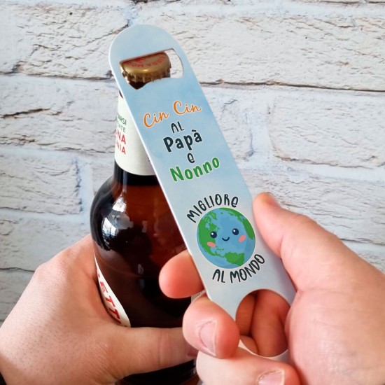 apribottiglie regalo personalizzato per la festa del papà e la festa dei nonni