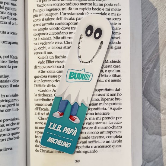 Simpatico segnalibro fantasmino, regalo personalizzato per il papà