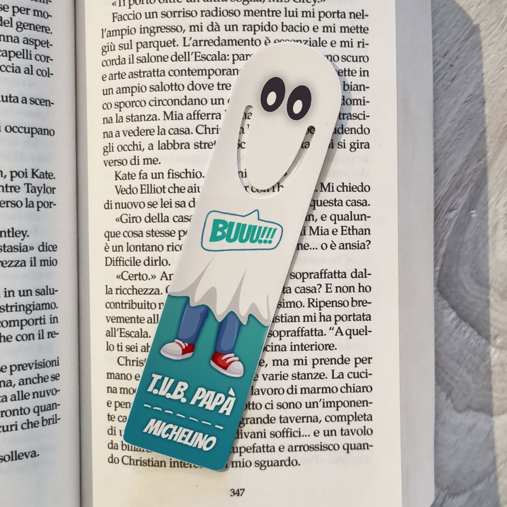 Simpatico segnalibro fantasmino, regalo personalizzato per il papà