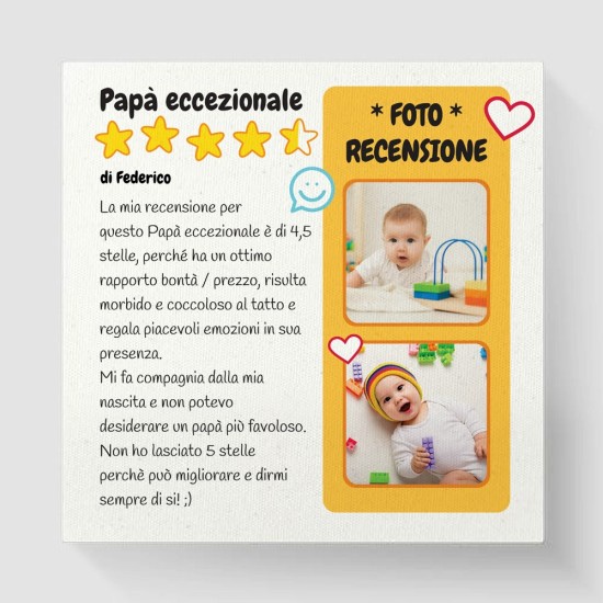 Quadro regalo per la festa del papà "Recensione del papà" personalizzato con foto