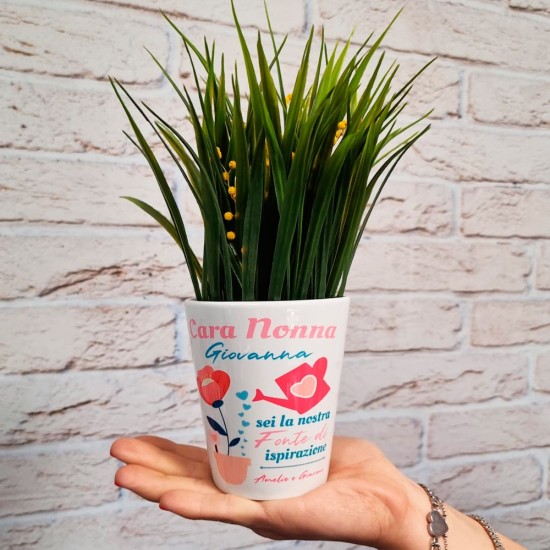 Regalo per la nonna, vasetto in ceramica per i fiori personalizzato con nome
