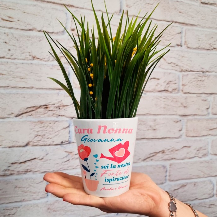 Regalo per la nonna, vasetto in ceramica per i fiori personalizzato con nome