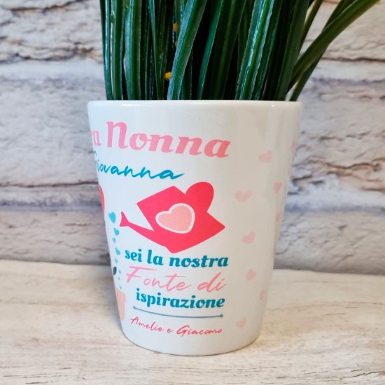 Regalo per la nonna, vasetto in ceramica per i fiori personalizzato con nome