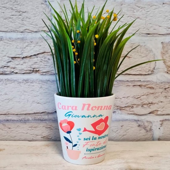 Regalo per la nonna, vasetto in ceramica per i fiori personalizzato con nome