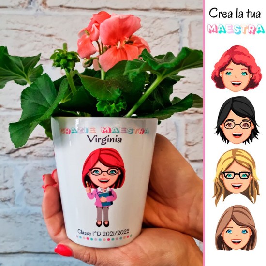 Vasetto con maestra personalizzabile e nomi bambini