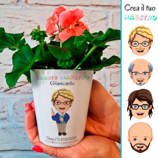 Vasetto con avatar maestro completamente personalizzabile e nomi bambini