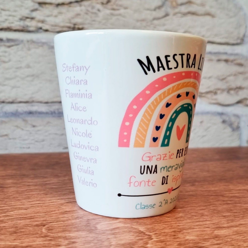 Vaso regalo per la maestra, personalizzato con nome maestra e nomi bambini