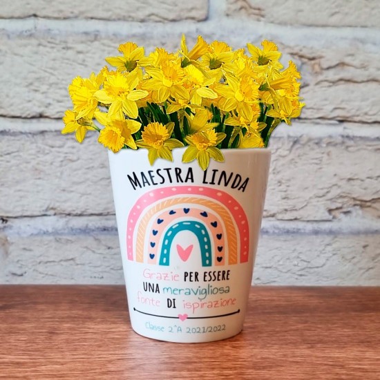 Regalo personalizzato vaso maestra con nome maestra e bambini