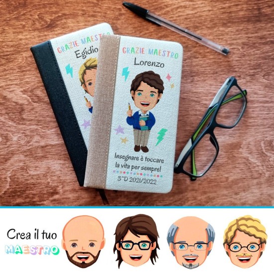 taccuino regalo per il maestro con avatar maestro personalizzabile