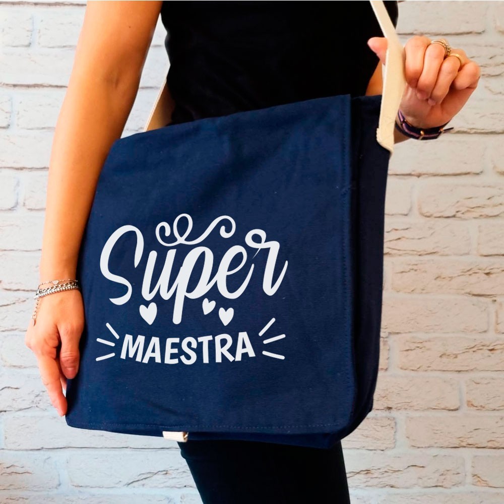 Borsa Tracolla regalo per una Super Maestra personalizzata con nome e classe