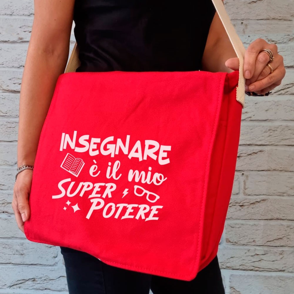 Borsa Tracolla regalo per la Maestra personalizzata con nome e classe