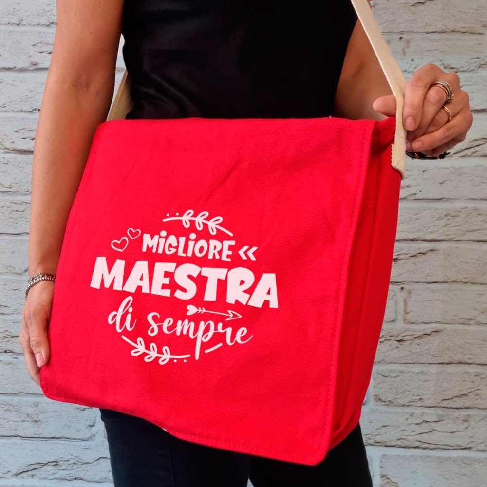 Borsa Tracolla regalo per la Maestra personalizzata con nome e classe
