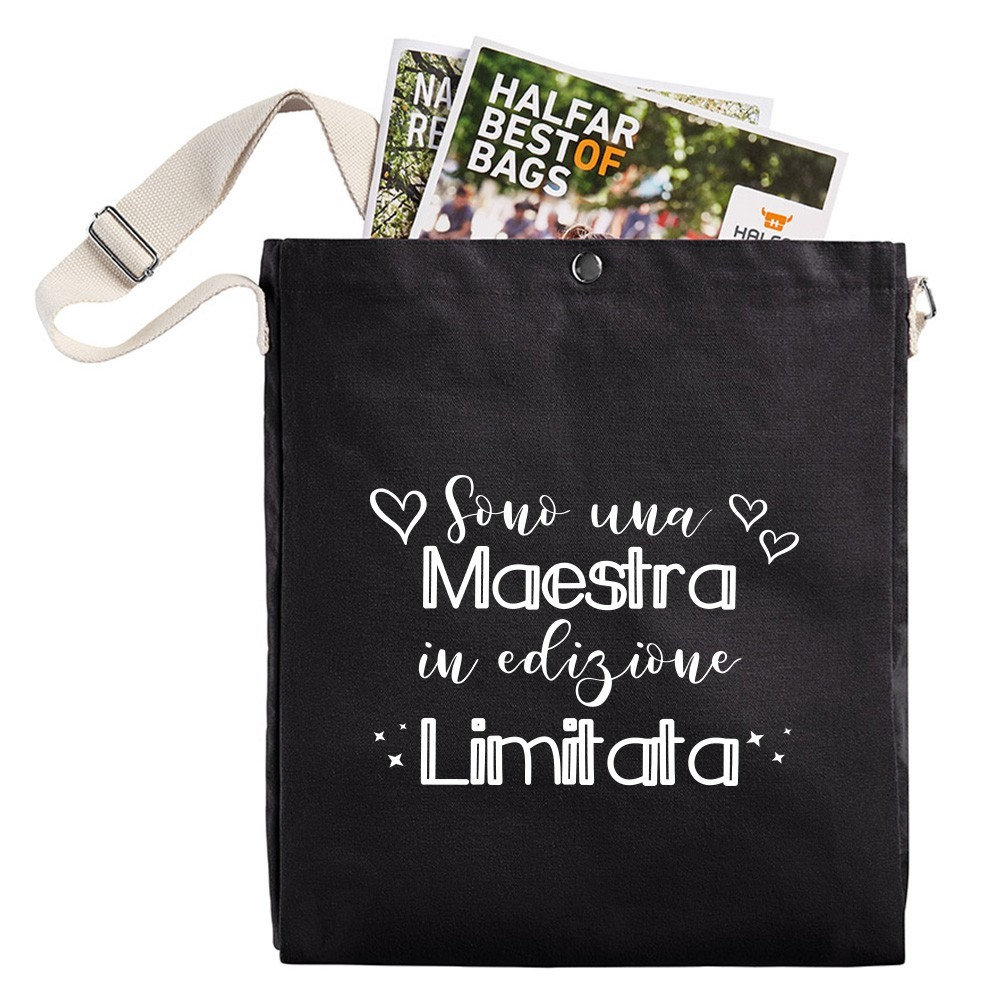 Shopper a Tracolla regalo per una Maestra in edizione limitata personalizzata con nome e classe