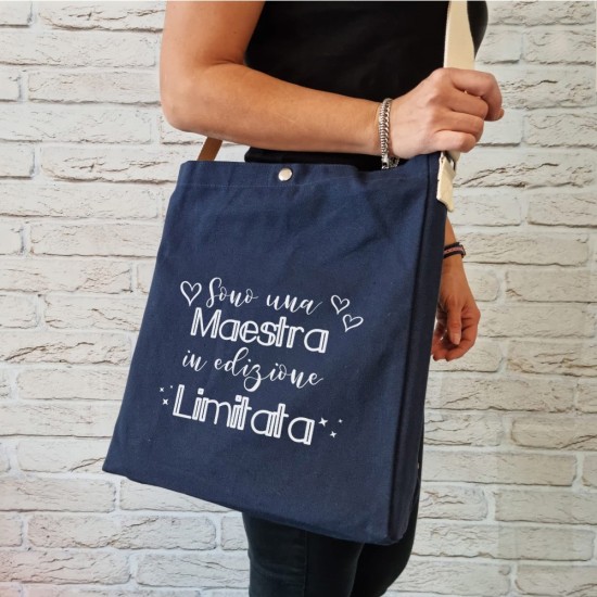 Shopper a Tracolla regalo per una Maestra in edizione limitata personalizzata con nome e classe