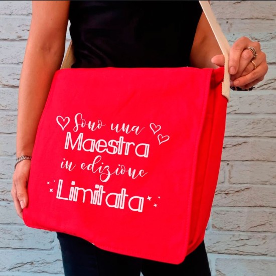 Borsa Tracolla regalo per la maestra in edizione limitata personalizzata con nome e classe
