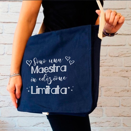 Borsa a tracolla personalizzata per la maestra con nome e classe