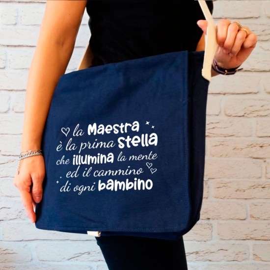 Borsa Tracolla regalo per la Maestra personalizzata con nome e classe