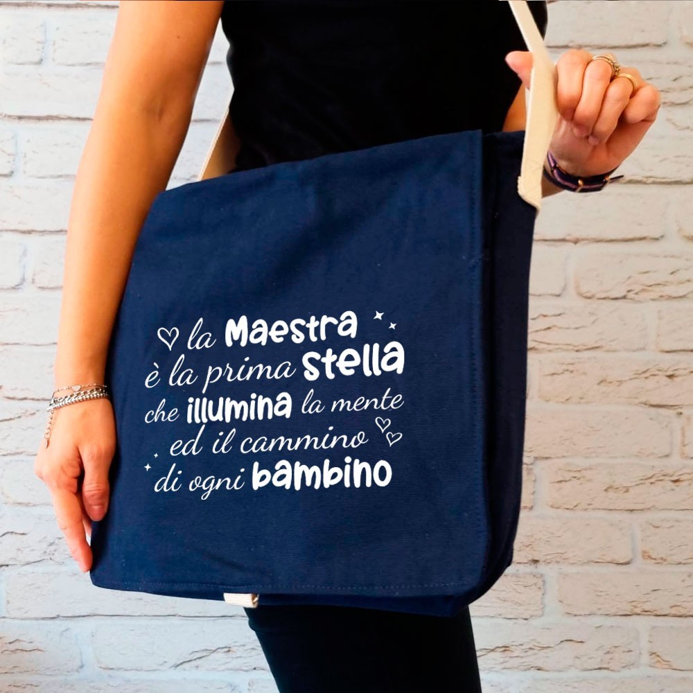Borsa Tracolla regalo per la Maestra personalizzata con nome e classe