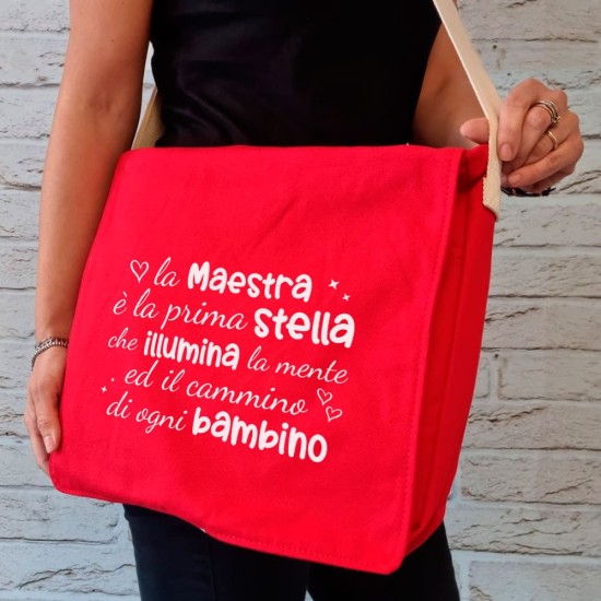 Borsa Tracolla regalo per la Maestra personalizzata con nome e classe