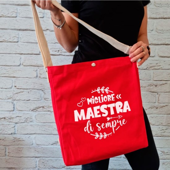 shopper tracolla personalizzata per la migliore maestra