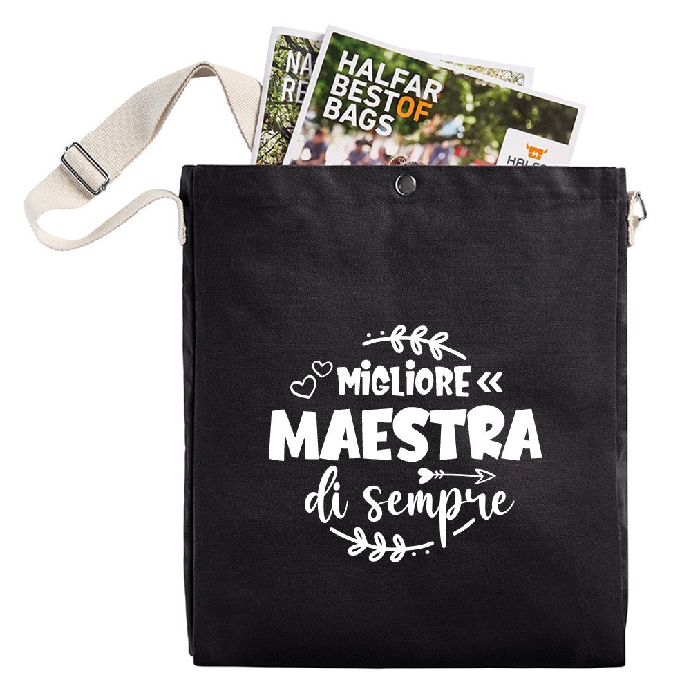 Shopper a Tracolla regalo per la migliore maestra di sempre personalizzata con nome e classe