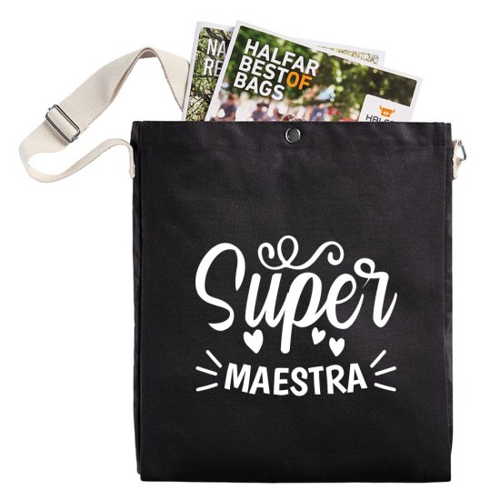 Shopper a Tracolla regalo personalizzato per una super maestra con nome e classe