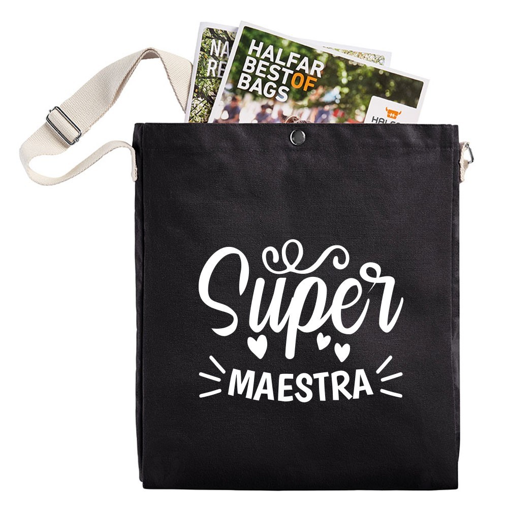 Shopper a Tracolla regalo personalizzato per una super maestra con nome e classe