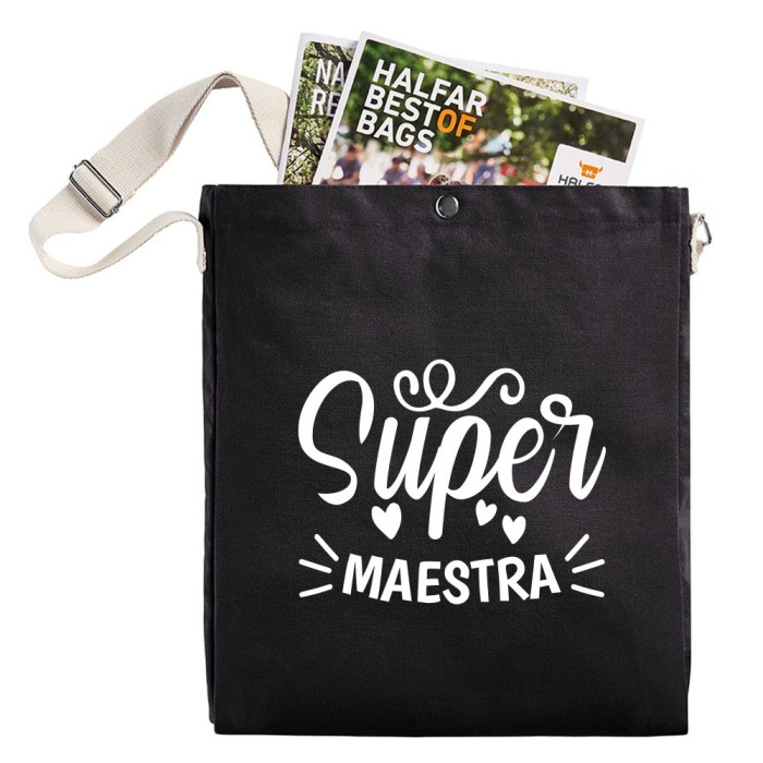Shopper a Tracolla regalo personalizzato per una super maestra con nome e classe