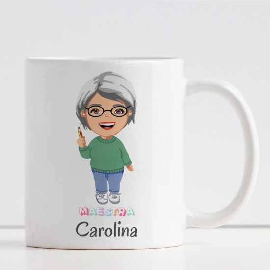 Tazza con maestra completamente personalizzata, classe e nomi bambini
