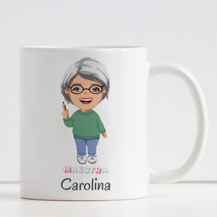 Tazza con maestra completamente personalizzata, classe e nomi bambini