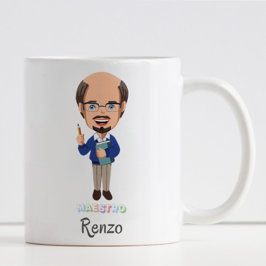 Tazza con avatar maestro, personalizzata con classe e nomi bambini