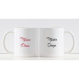 Tazze regalo di coppia, personalizzate con baffi, bocca e nomi