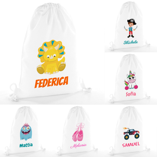 Zainetto personalizzato con disegno e nome per bambini