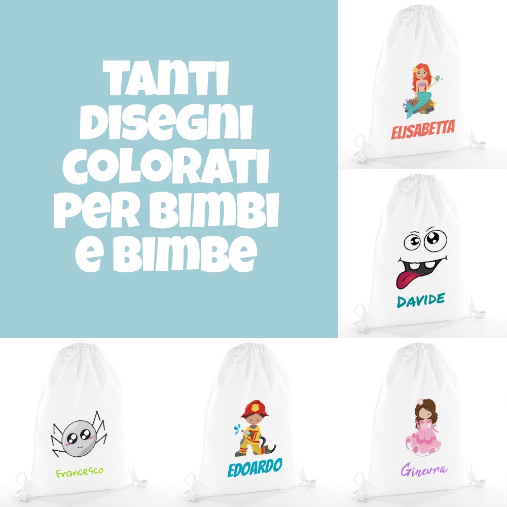 Zainetto personalizzato con disegno e nome per bambini