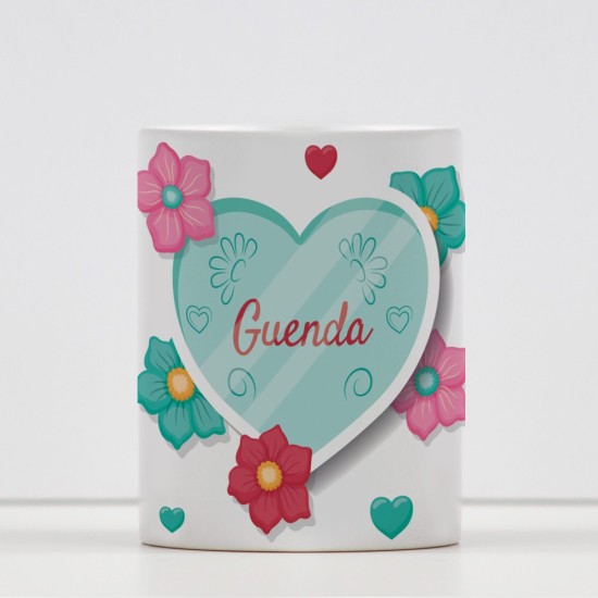 Tazza regalo personalizzata con nome e fiori