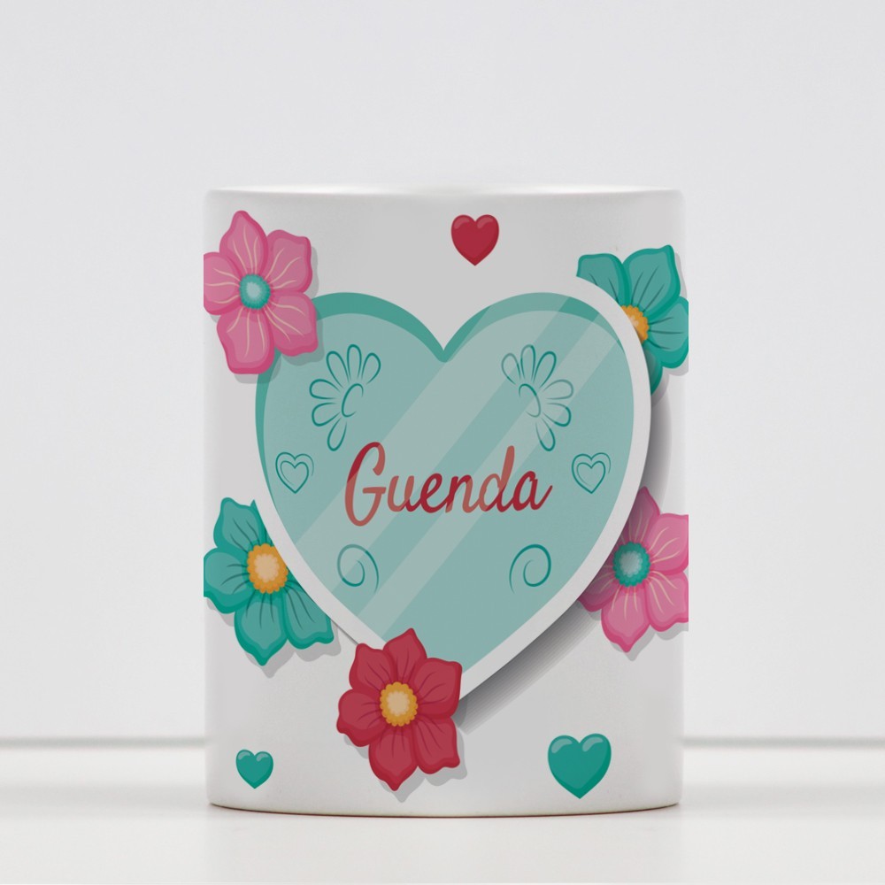 Tazza regalo personalizzata con nome e fiori