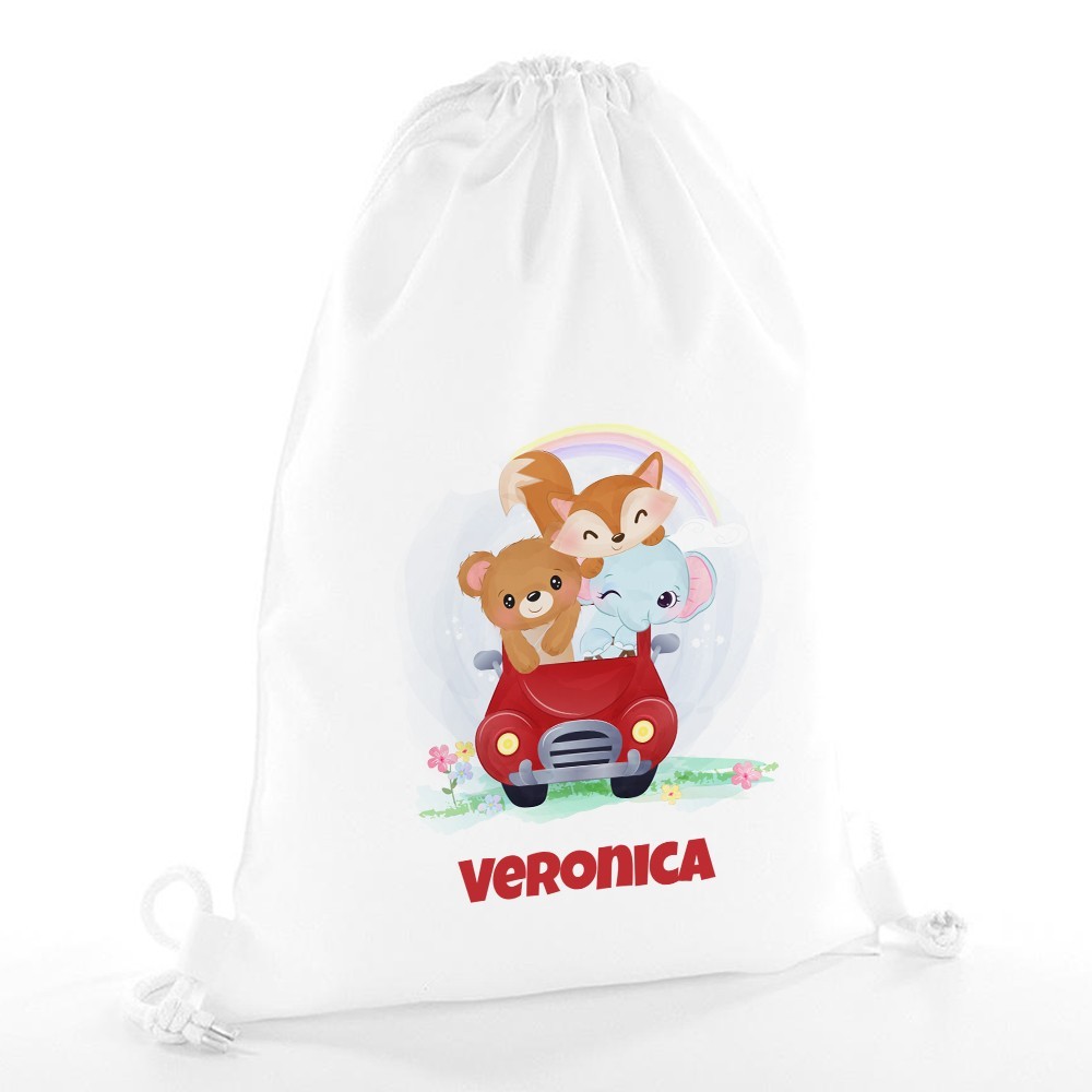 Zainetto personalizzato con dolci animali e nome per bambino o bambina